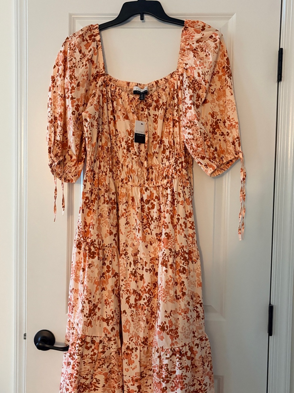 Eloquii Elements Peach & Rust Floral Midi Dress